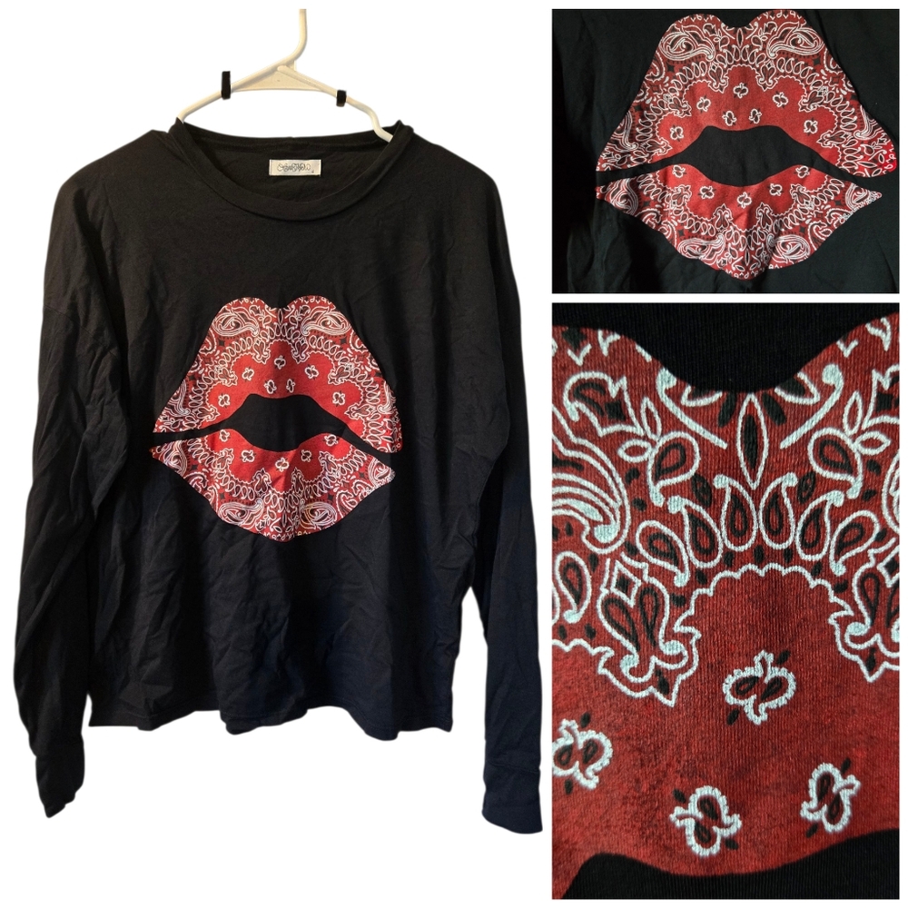 Lauren Moshi Bandana Lip long sleeve top